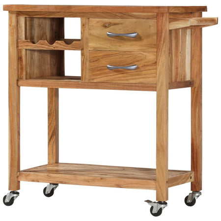 vidaXL Kitchen Trolley 31.5"x17.7"x35.8" Solid Wood Acacia - Drakoi Marketplace