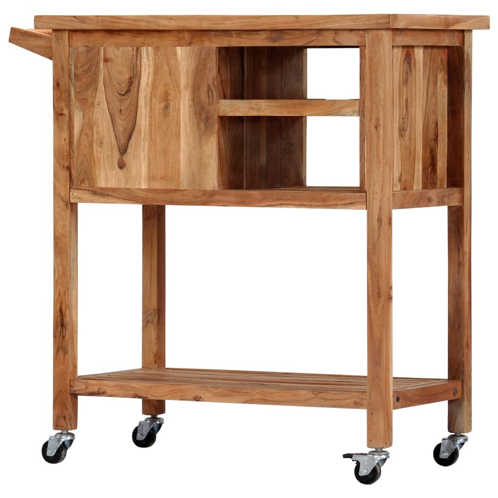 vidaXL Kitchen Trolley 31.5"x17.7"x35.8" Solid Wood Acacia - Drakoi Marketplace