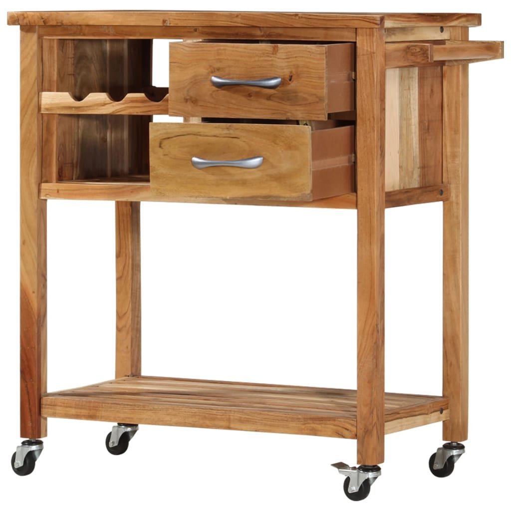 vidaXL Kitchen Trolley 31.5"x17.7"x35.8" Solid Wood Acacia - Drakoi Marketplace