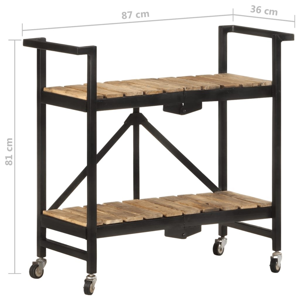 vidaXL Kitchen Trolley 34.2"x14.2"x31.9" Solid Mango Wood - Drakoi Marketplace