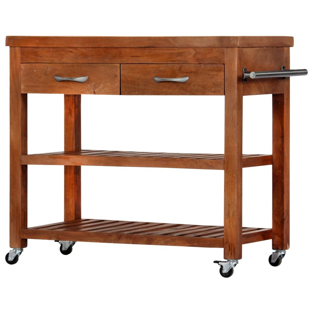 vidaXL Kitchen Trolley 39.4"x18.9"x35" Solid Wood Acacia - Drakoi Marketplace