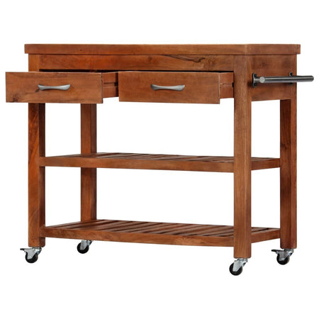 vidaXL Kitchen Trolley 39.4"x18.9"x35" Solid Wood Acacia - Drakoi Marketplace