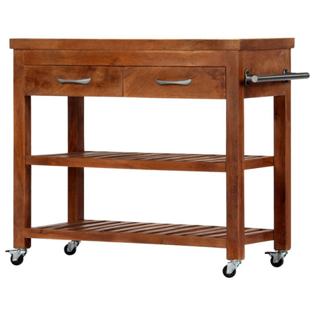 vidaXL Kitchen Trolley 39.4"x18.9"x35" Solid Wood Acacia - Drakoi Marketplace