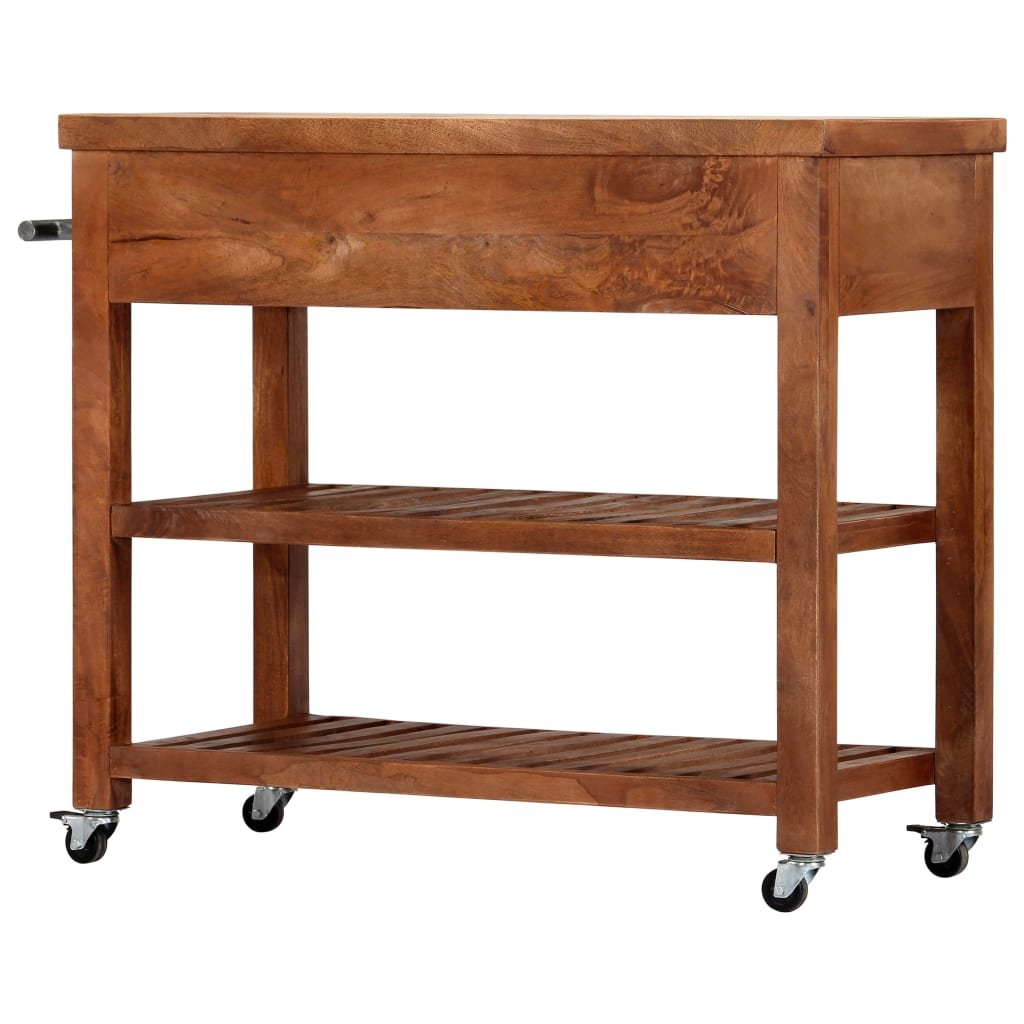 vidaXL Kitchen Trolley 39.4"x18.9"x35" Solid Wood Acacia - Drakoi Marketplace