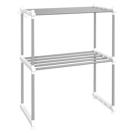 vidaXL Microwave Shelf White 20.1"x10.6"x24.8" Aluminum - Drakoi Marketplace