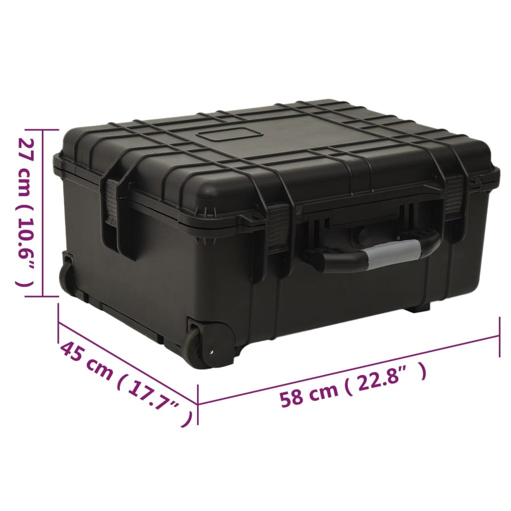 vidaXL Wheeled Flight Case Black 22.8"x17.7"x10.6" PP - Drakoi Marketplace