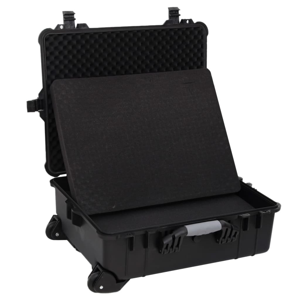 vidaXL Wheeled Flight Case Black 24.8"x19.7"x9.1" PP - Drakoi Marketplace