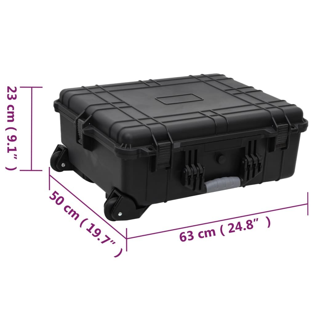 vidaXL Wheeled Flight Case Black 24.8"x19.7"x9.1" PP - Drakoi Marketplace