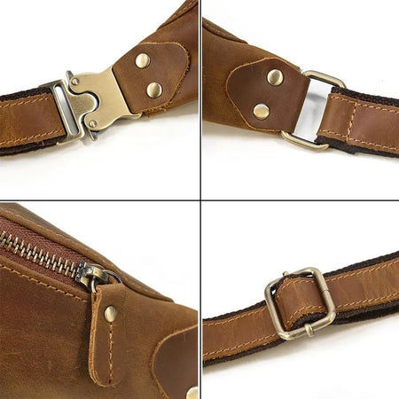 Wagner Leather Waist Bag | Full Grain Leather Fanny Pack - Drakoi Marketplace