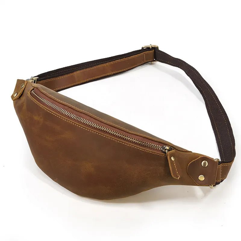 Wagner Leather Waist Bag | Full Grain Leather Fanny Pack - Drakoi Marketplace