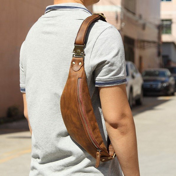 Wagner Leather Waist Bag | Full Grain Leather Fanny Pack - Drakoi Marketplace