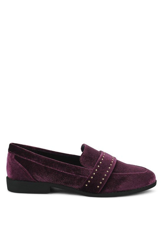 Walkin Stud Detail Velvet Loafers - Drakoi Marketplace