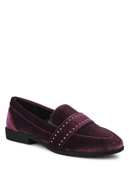 Walkin Stud Detail Velvet Loafers - Drakoi Marketplace