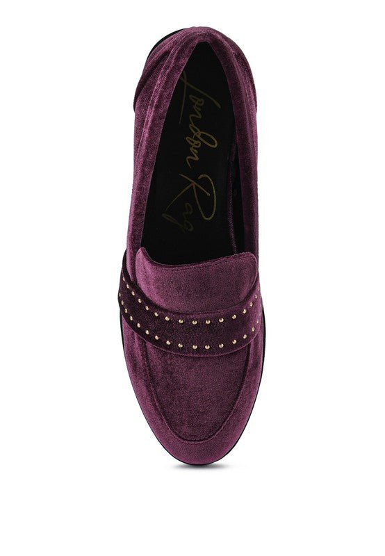 Walkin Stud Detail Velvet Loafers - Drakoi Marketplace