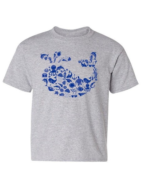 Whale Outline With Symbols T-shirt -Image by Shutterstock - Drakoi Marketplace