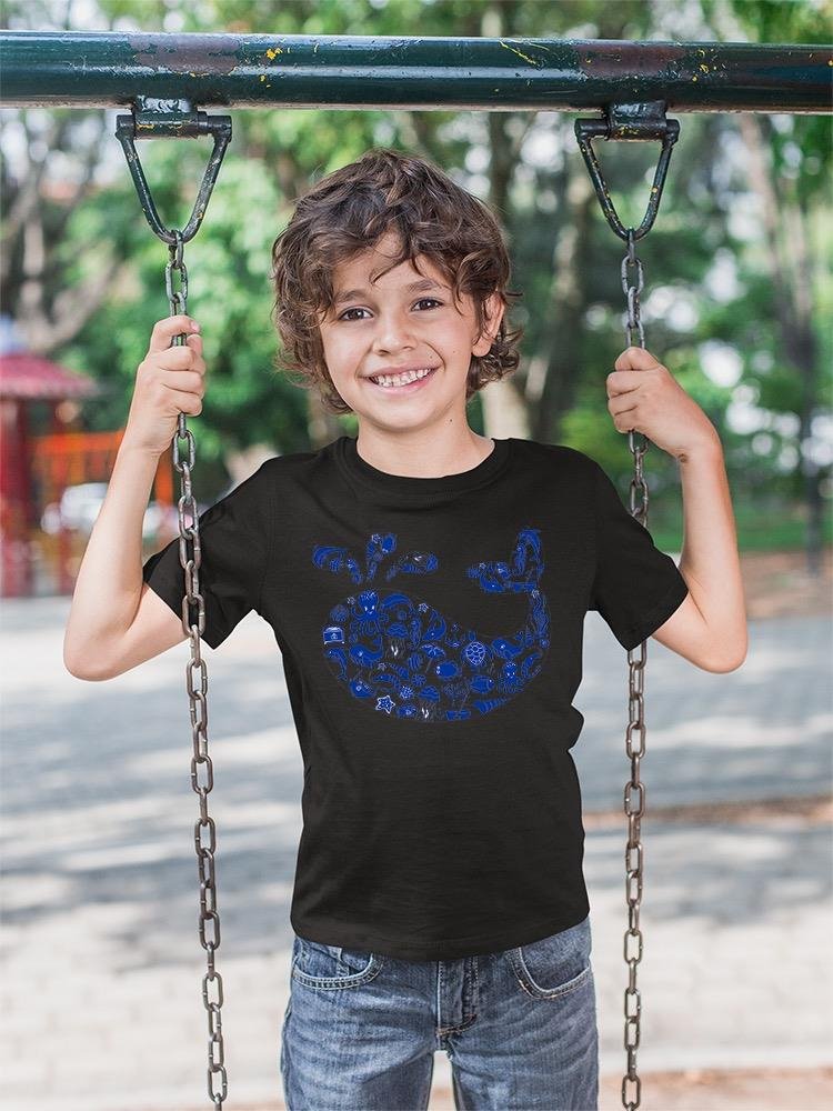 Whale Outline With Symbols T-shirt -Image by Shutterstock - Drakoi Marketplace