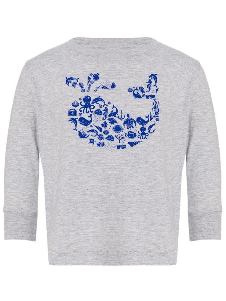 Whale Outline With Symbols T-shirt -Image by Shutterstock - Drakoi Marketplace