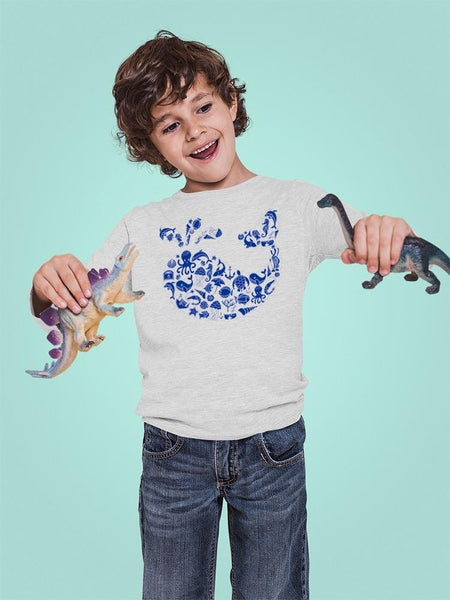 Whale Outline With Symbols T-shirt -Image by Shutterstock - Drakoi Marketplace