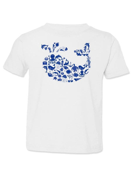 Whale Outline With Symbols T-shirt -Image by Shutterstock - Drakoi Marketplace