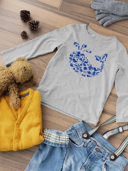 Whale Outline With Symbols T-shirt -Image by Shutterstock - Drakoi Marketplace