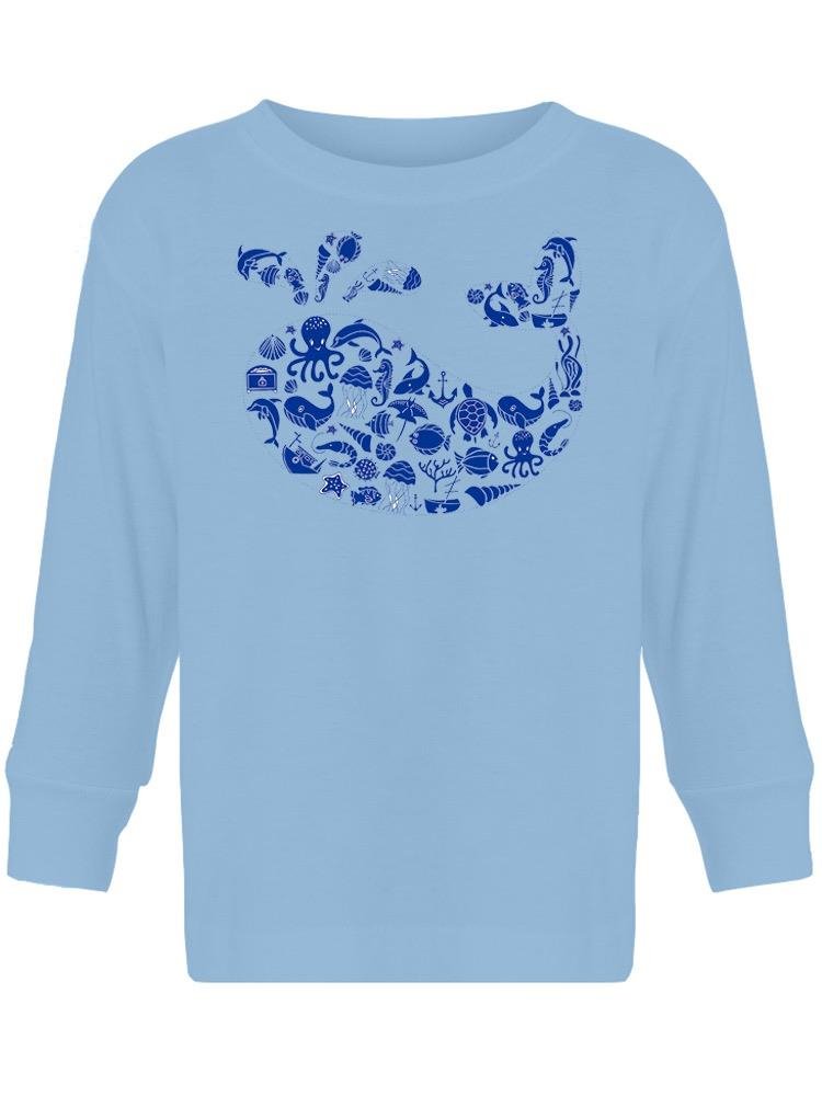 Whale Outline With Symbols T-shirt -Image by Shutterstock - Drakoi Marketplace