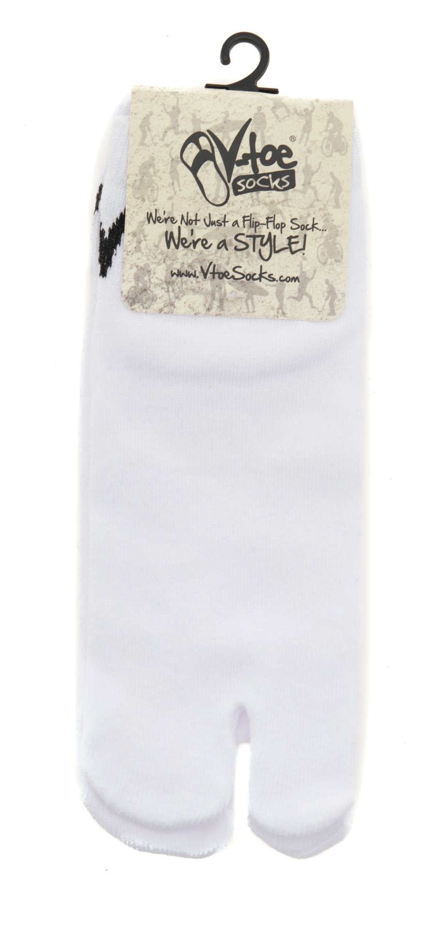 White Ankle Casual V-Toe Flip-Flop Tabi Big Toe Socks - Drakoi Marketplace