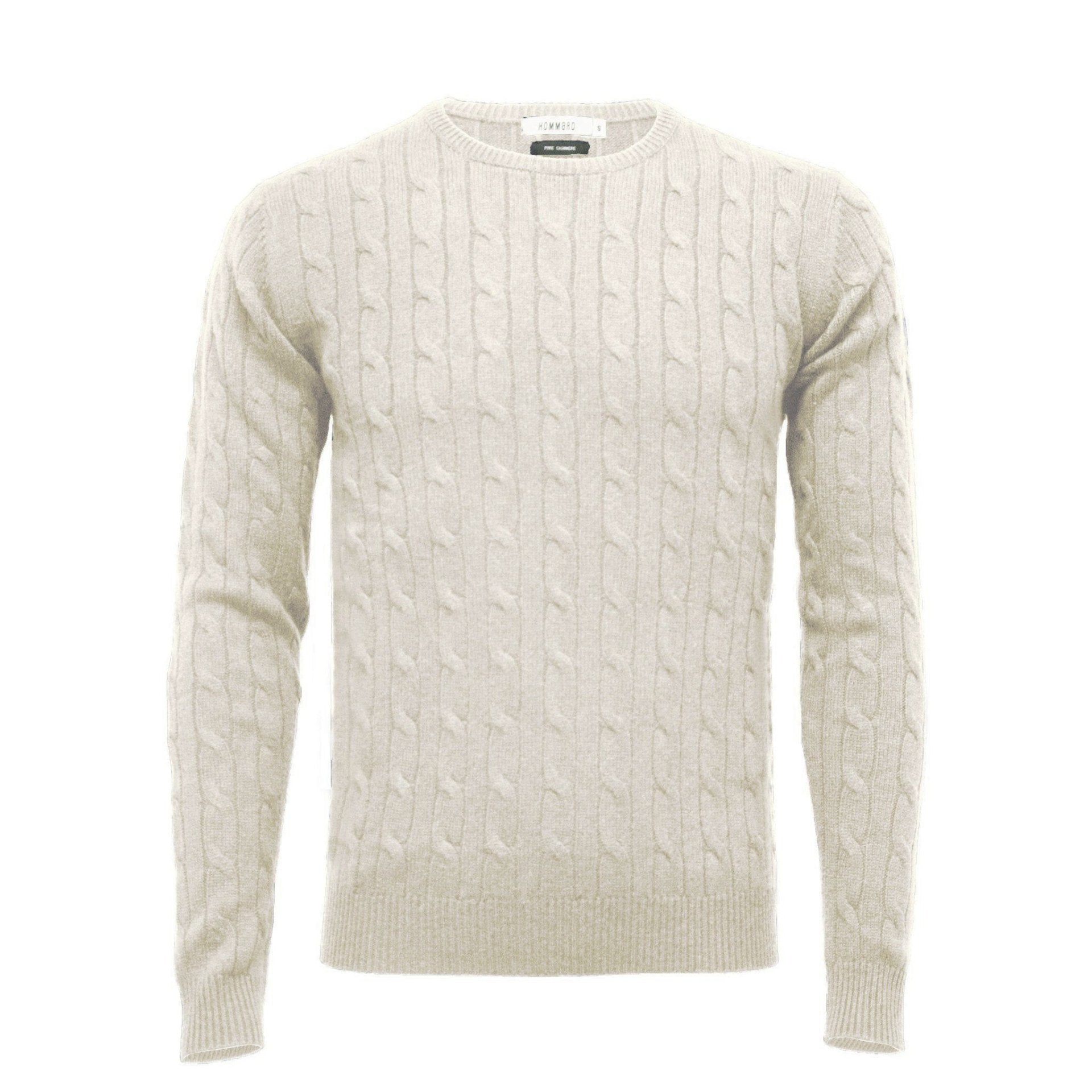 White Cashmere Crew Neck Cable Sweater - Drakoi Marketplace