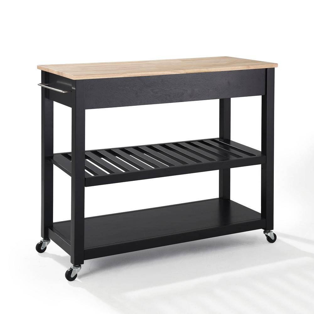 Wood Top Kitchen Prep Cart Black/Natural - Drakoi Marketplace