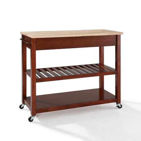 Wood Top Kitchen Prep Cart Cherry/Natural - Drakoi Marketplace