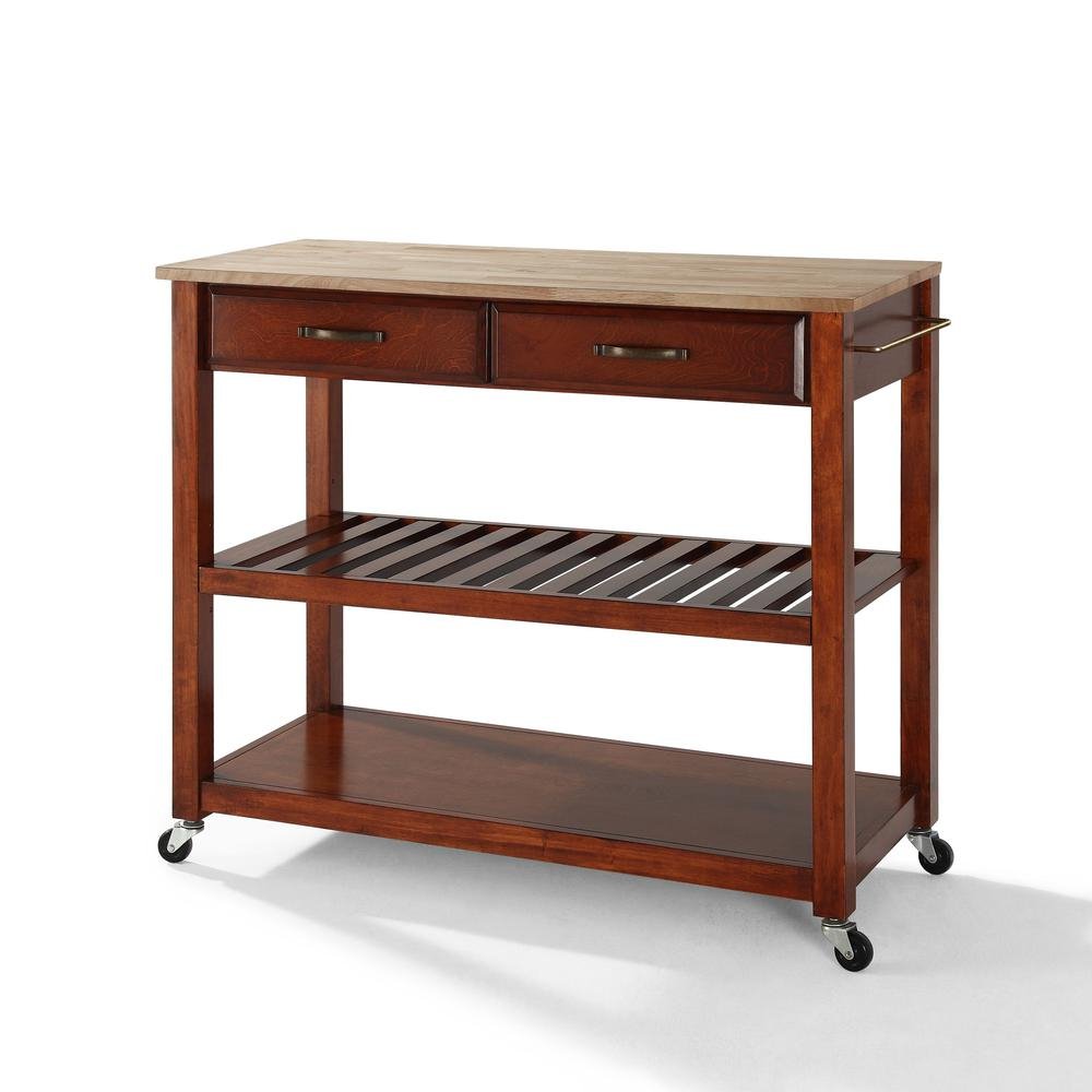 Wood Top Kitchen Prep Cart Cherry/Natural - Drakoi Marketplace