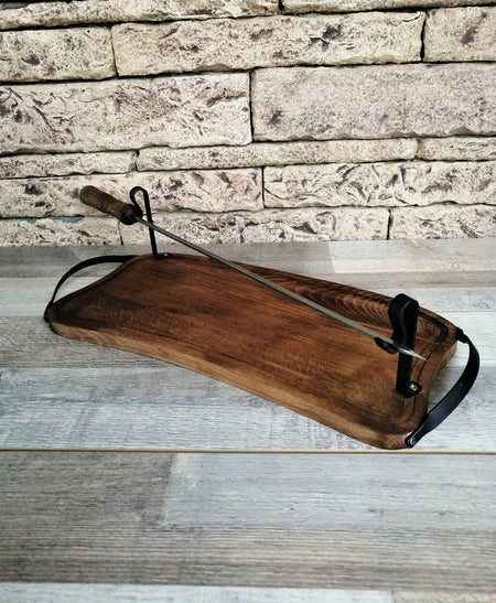 Wooden Tray with Handles for Barbecue, Iron Skewer with Wood Grip, Top Gift for Dad - Drakoi Marketplace