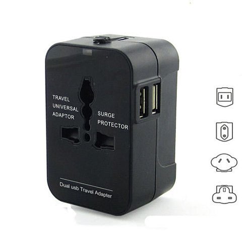 Worldwide Power Adapter and Travel Charger with Dual USB ports that works in 150 countries - Drakoi Marketplace