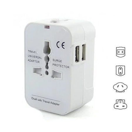 Worldwide Power Adapter and Travel Charger with Dual USB ports that works in 150 countries - Drakoi Marketplace