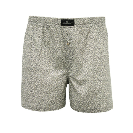 Woven Cotton Boxer Shorts Beige Leaves - Drakoi Marketplace