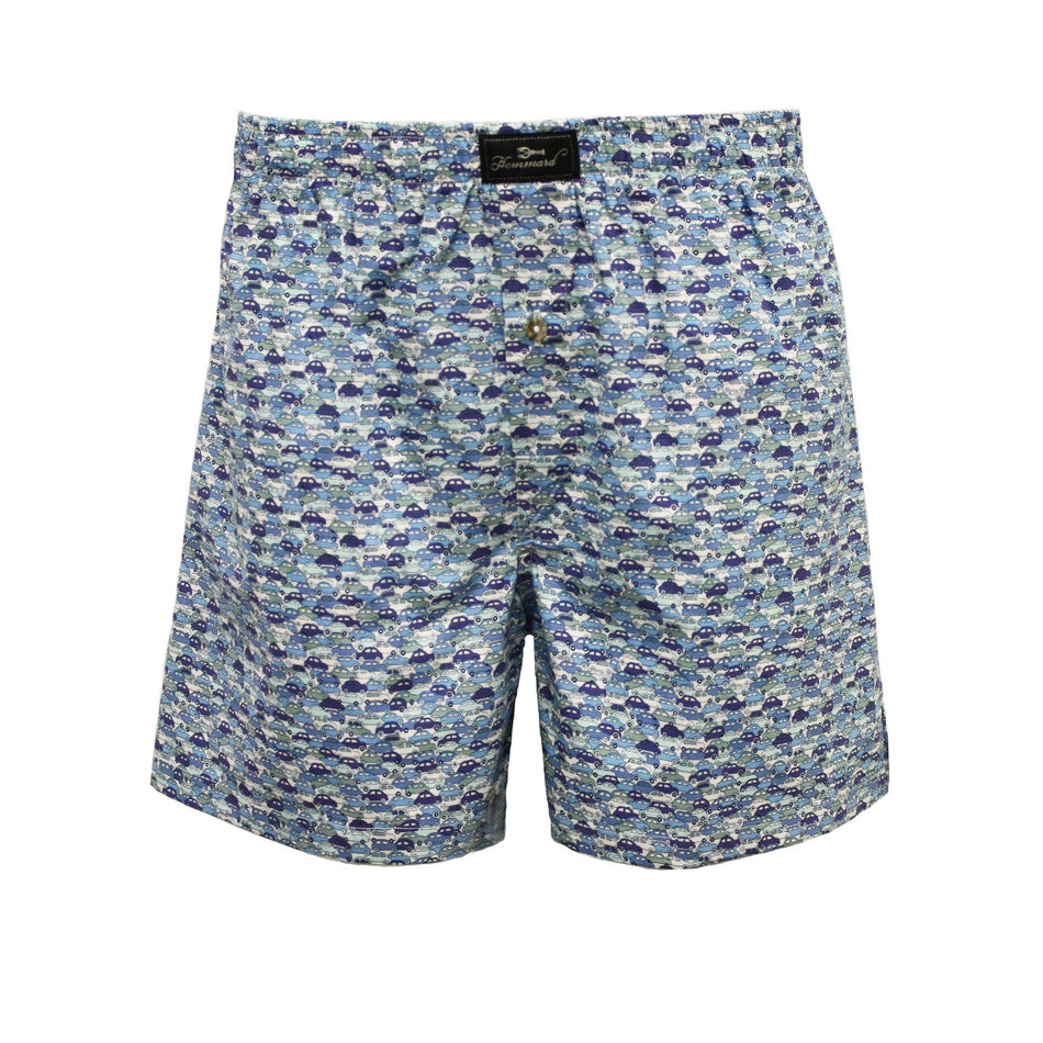 Woven Cotton Boxer Shorts Blue Car design - Drakoi Marketplace