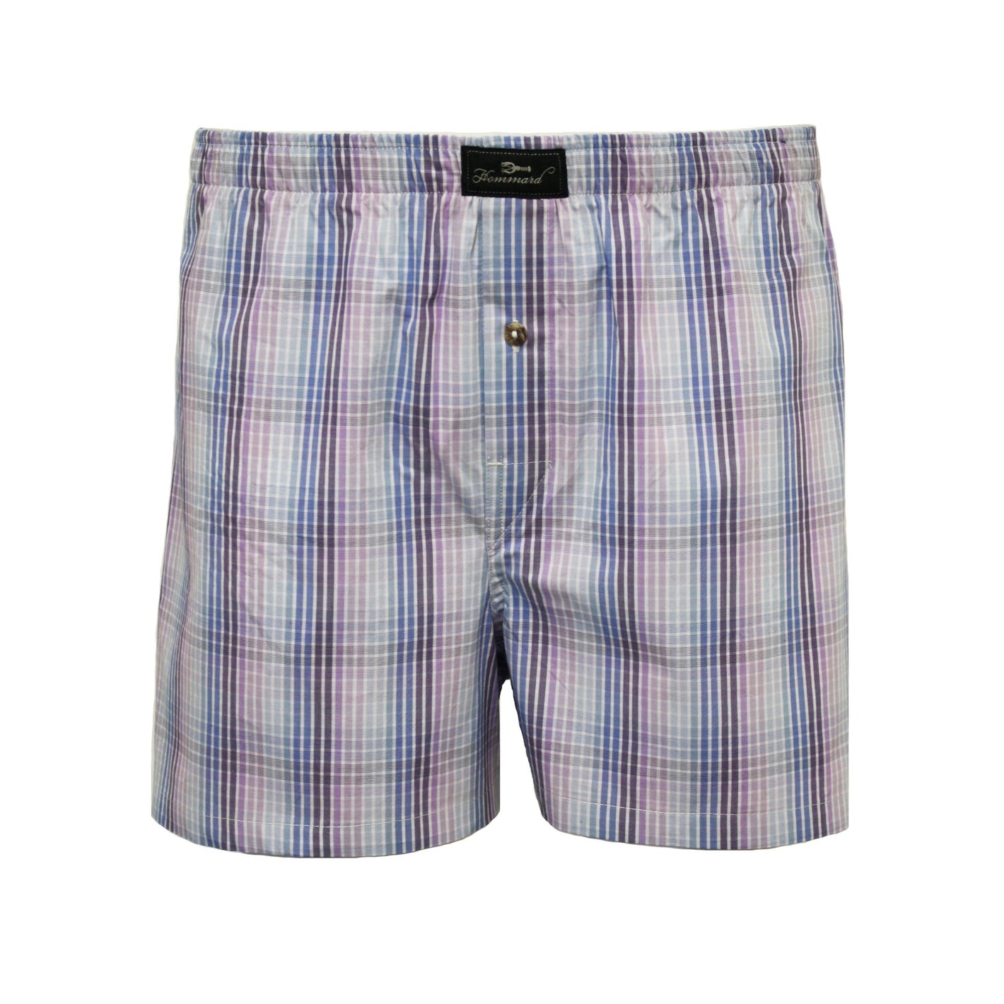 Woven Cotton Boxer Shorts Blue Purple Check design - Drakoi Marketplace