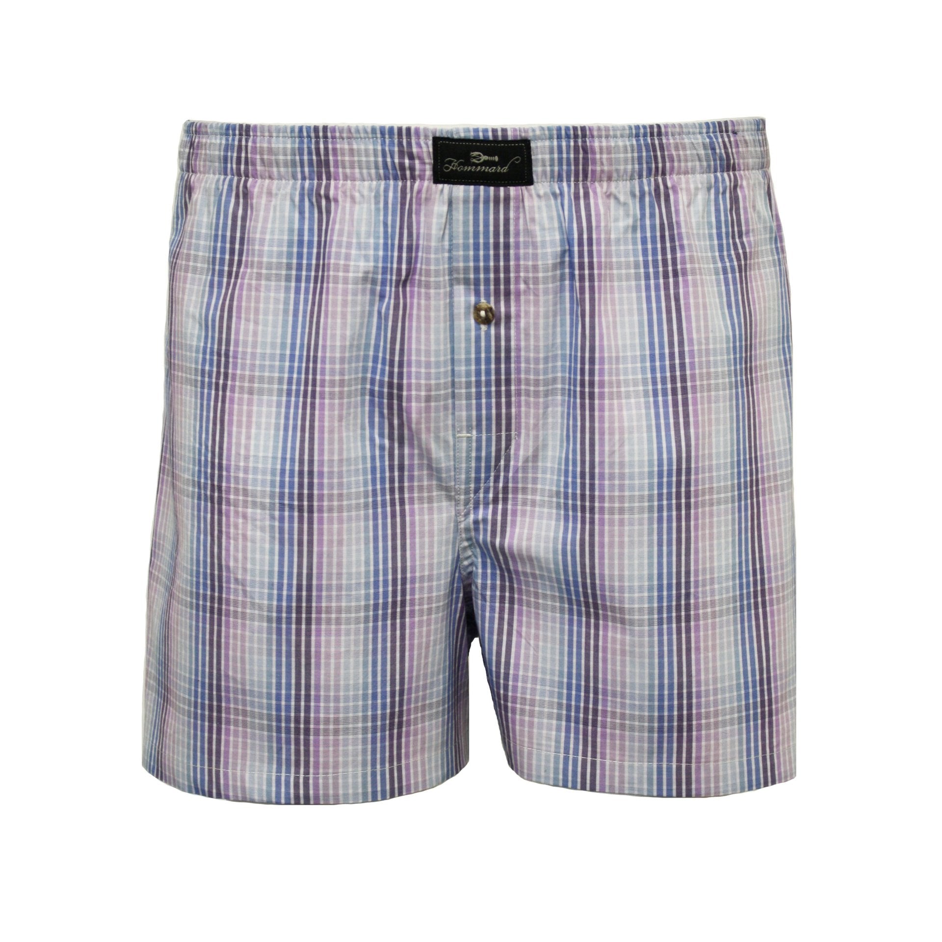 Woven Cotton Boxer Shorts Blue Purple Check design - Drakoi Marketplace