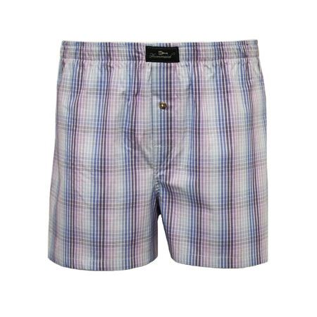 Woven Cotton Boxer Shorts Blue Purple Check design - Drakoi Marketplace