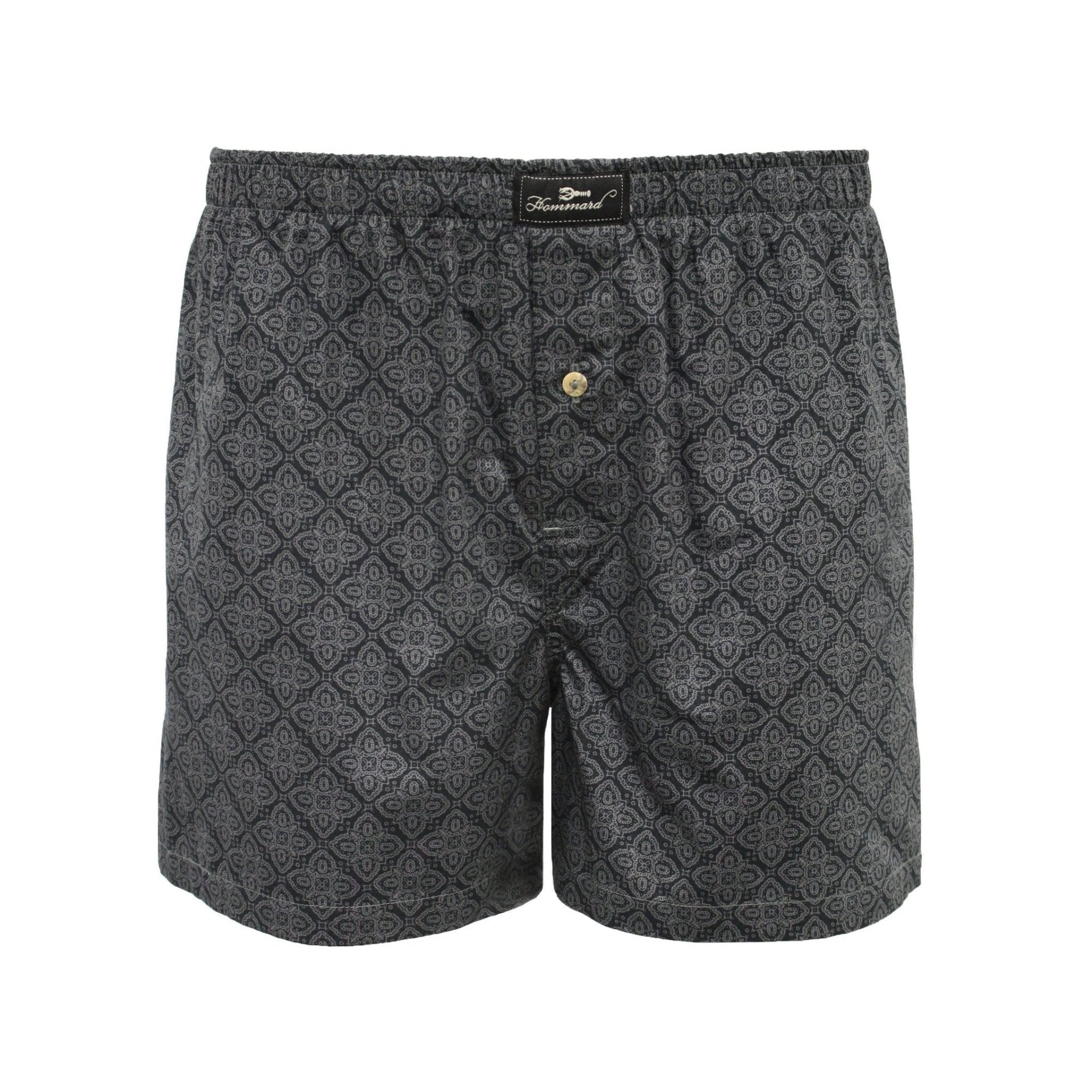 Woven Cotton Boxer Shorts Dark Grey Paisley - Drakoi Marketplace