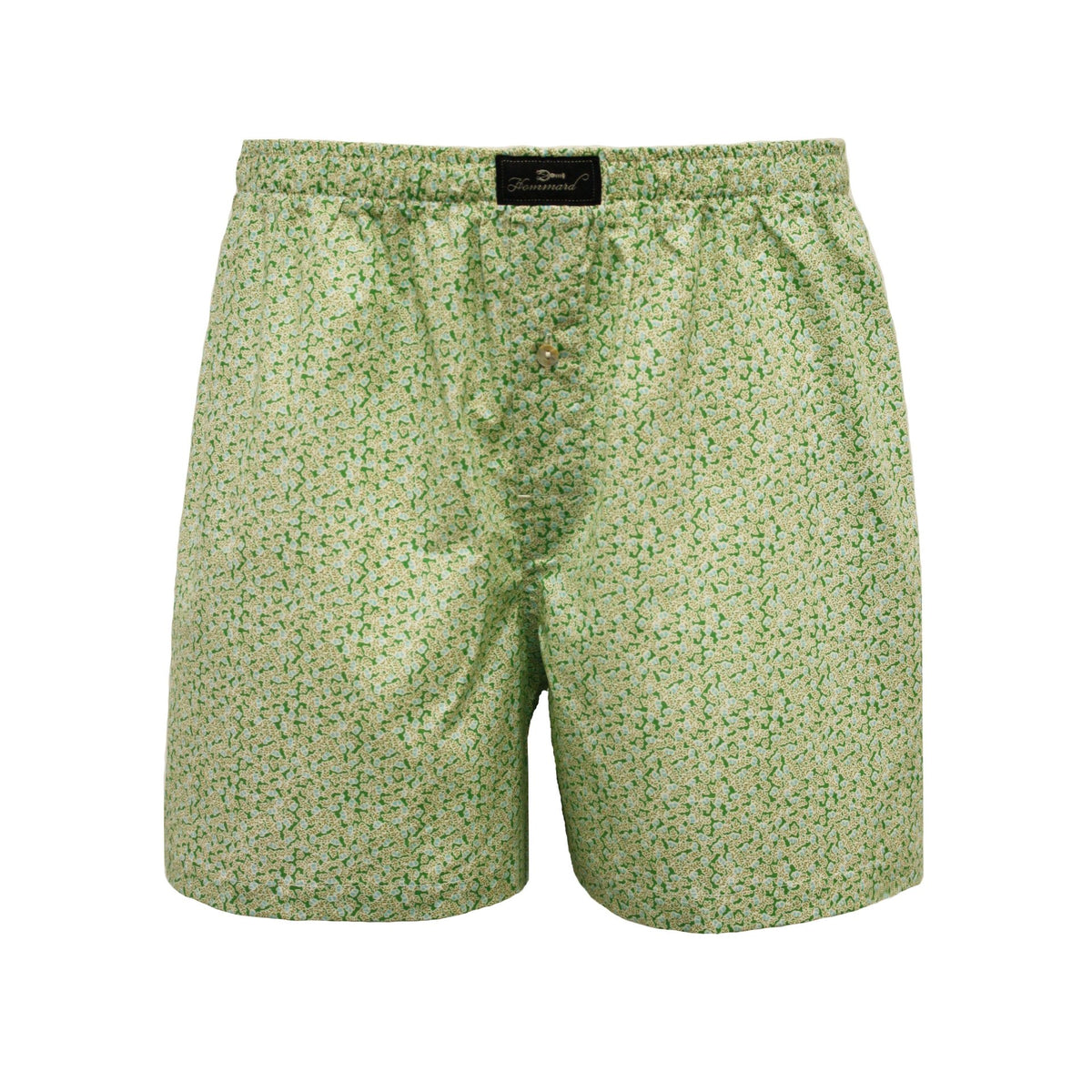 Woven Cotton Boxer Shorts Green Leaves - Drakoi Marketplace