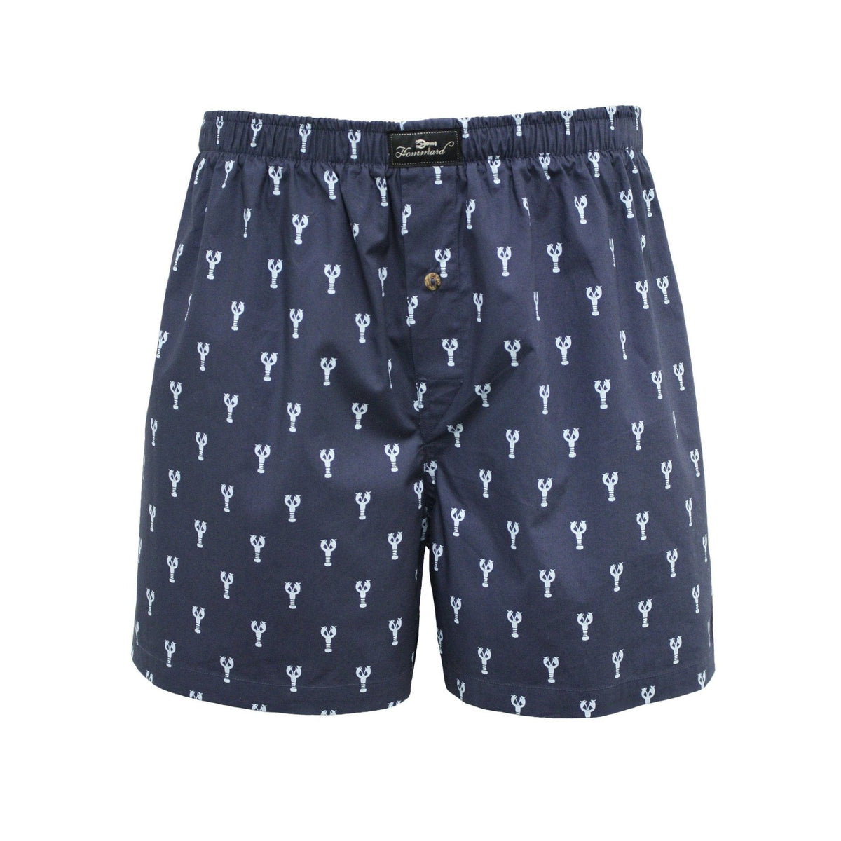 Woven Cotton Boxer Shorts Navy Lobster design - Drakoi Marketplace