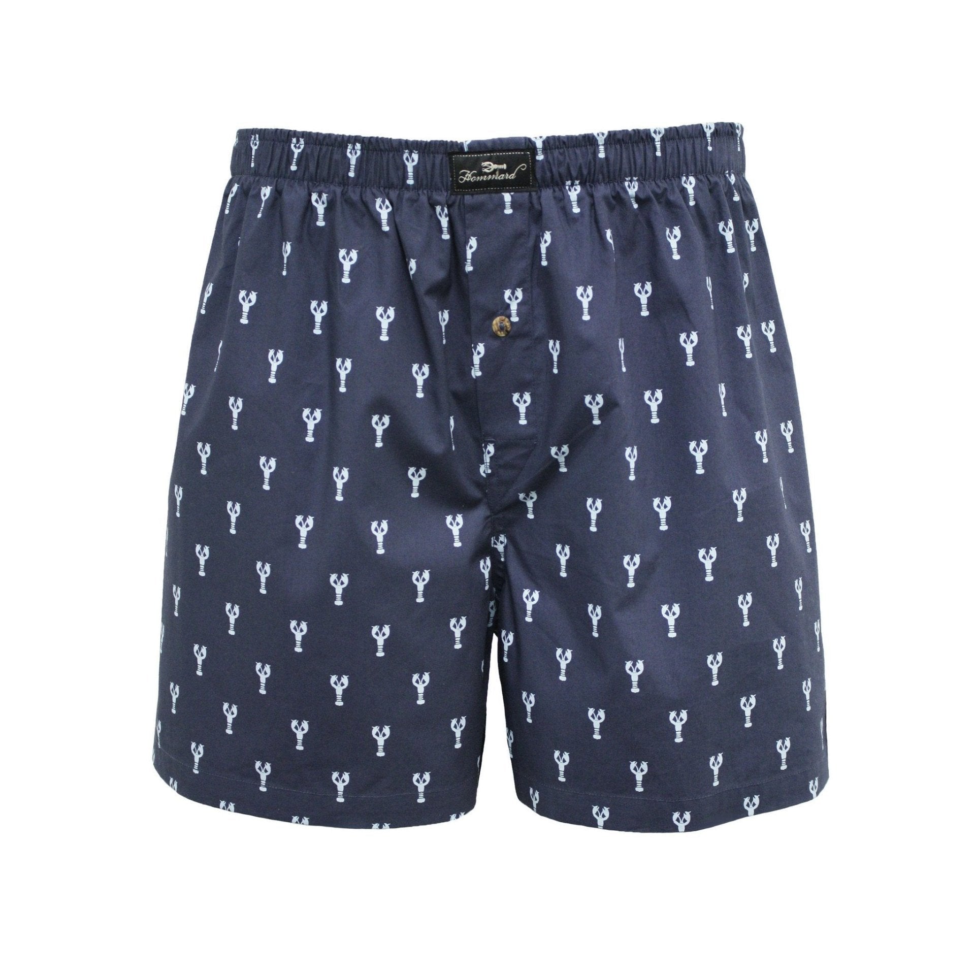 Woven Cotton Boxer Shorts Navy Lobster design - Drakoi Marketplace