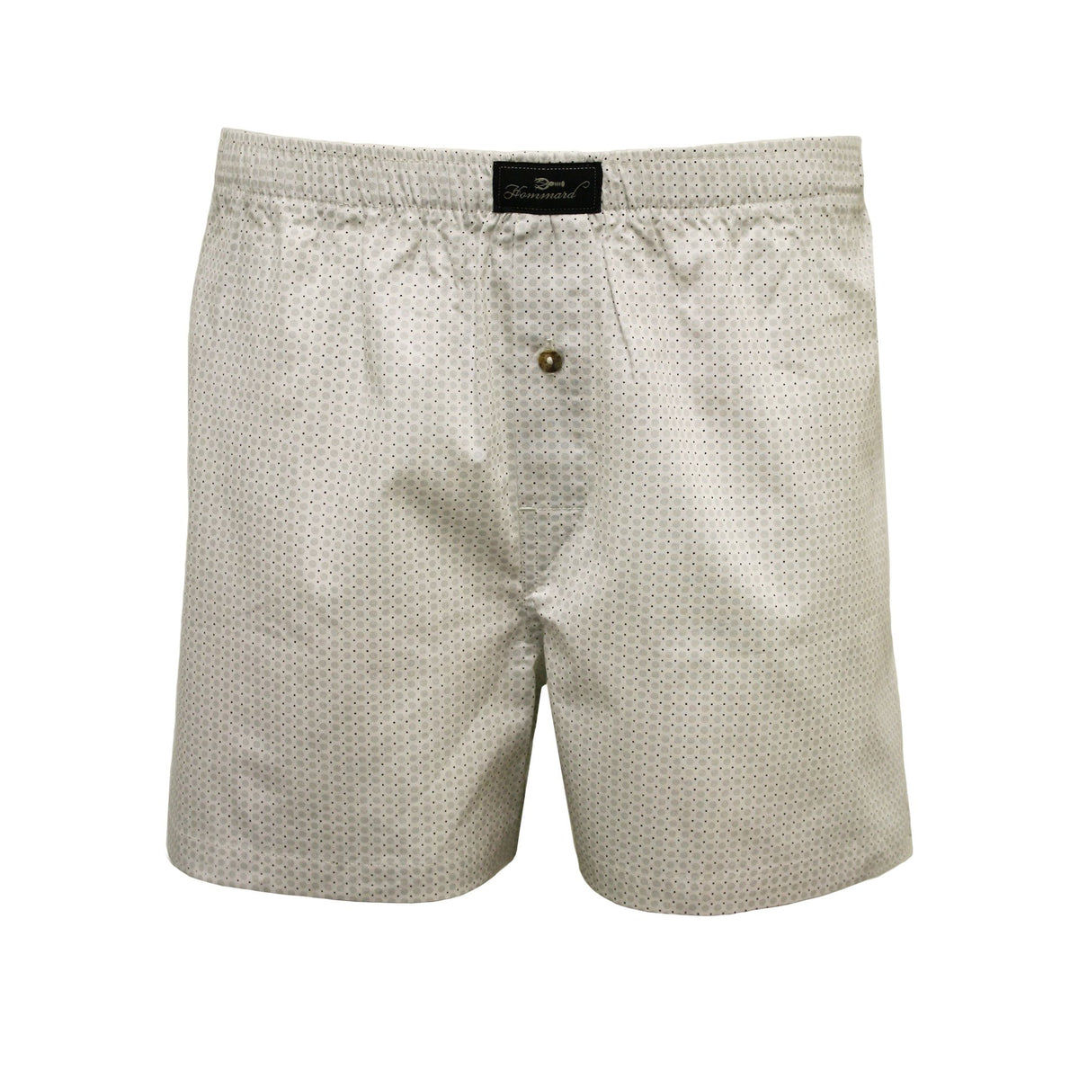 Woven Cotton Boxer Shorts White Beige Dot - Drakoi Marketplace