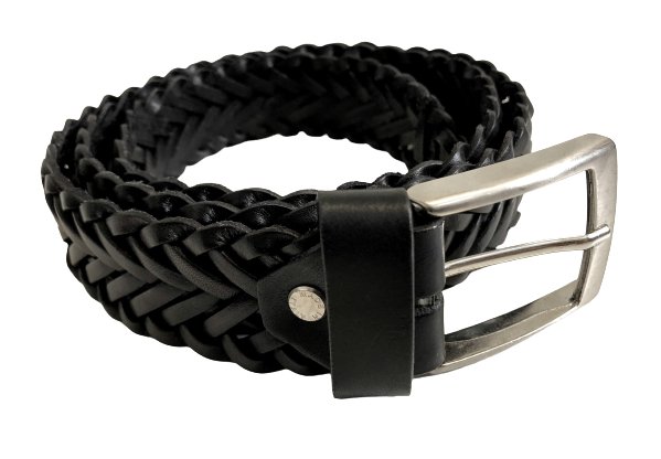 Woven Leather Belt Black 3,5cm - Drakoi Marketplace