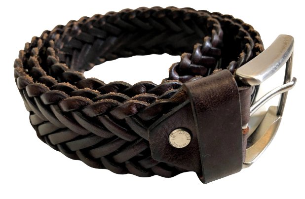 Woven Leather Belt Dark Brown 3,5 cm - Drakoi Marketplace