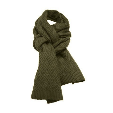 Zig Zag knitted Cashmere Scarf Daulps Army Green - Drakoi Marketplace