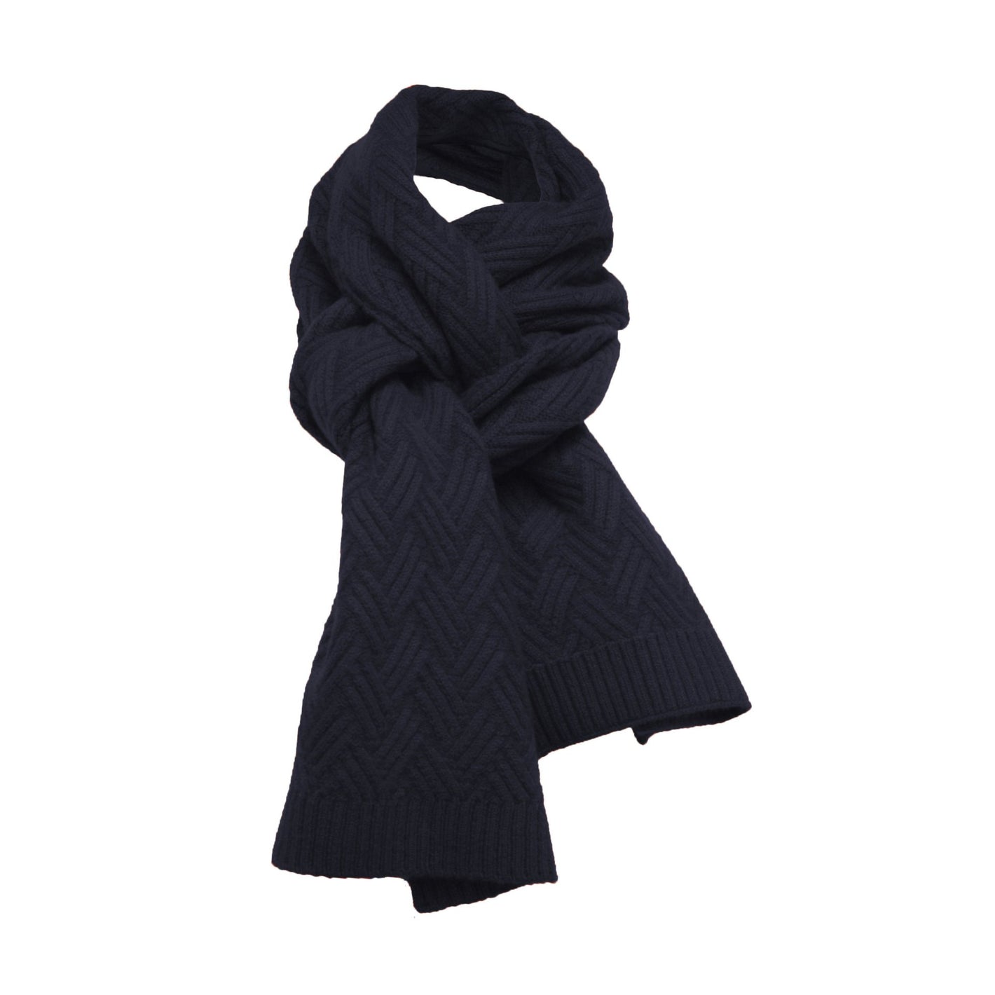 Zig Zag knitted Cashmere Scarf Daulps Black - Drakoi Marketplace