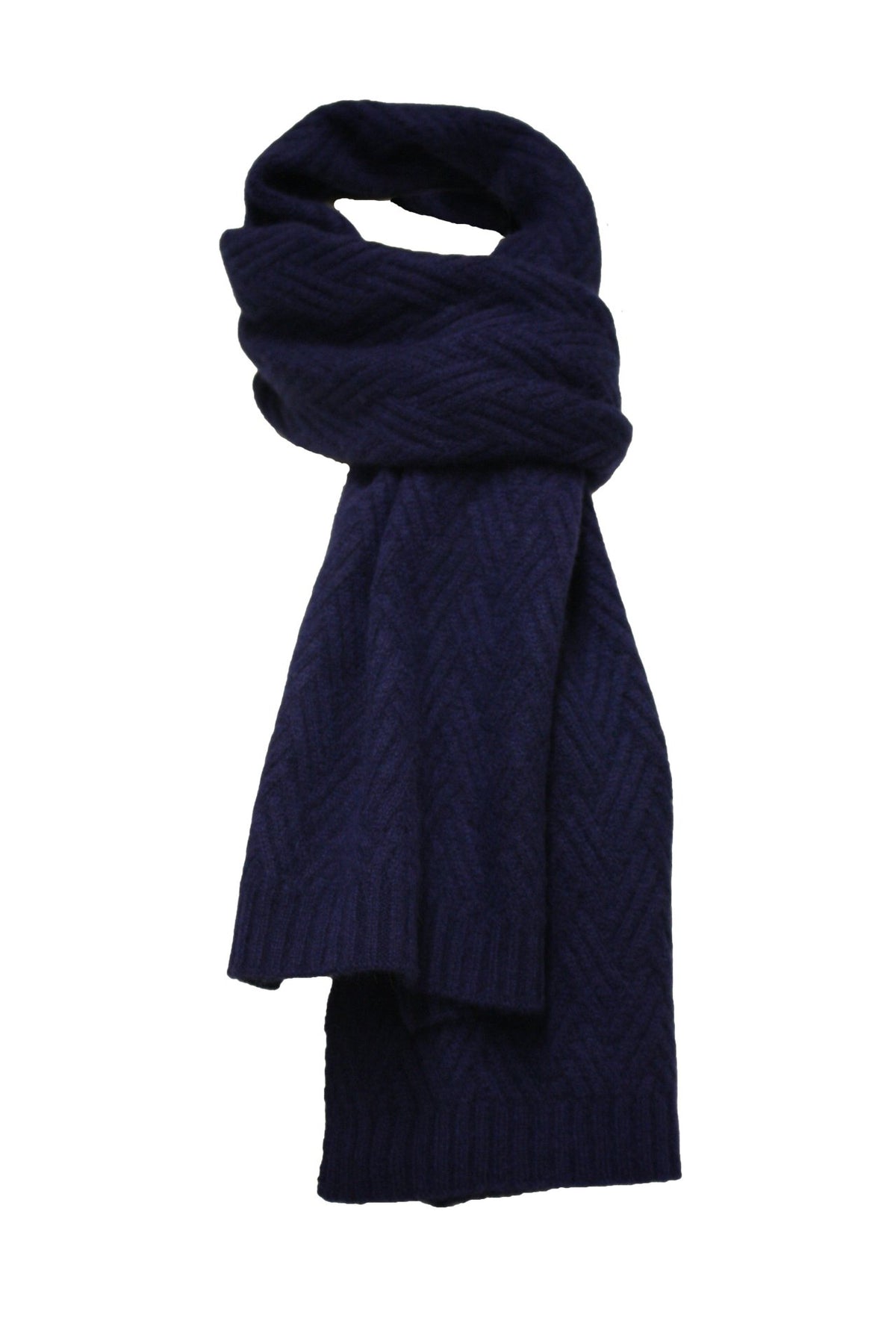 Zig Zag knitted Cashmere Scarf Daulps Navy - Drakoi Marketplace